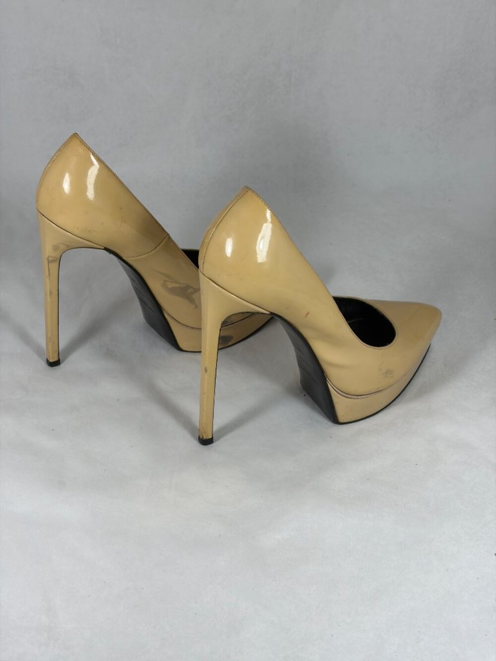 Saint Laurent Janis 105 Patent Leather Platform Pumps Nude REPAIR DYE PROJECT - Picture 9 of 13